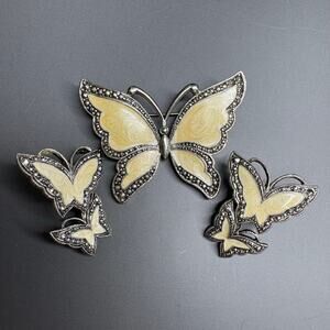 Vintage Butterfly Jewelry Set Brooch and Earrings Vintage Butterflies